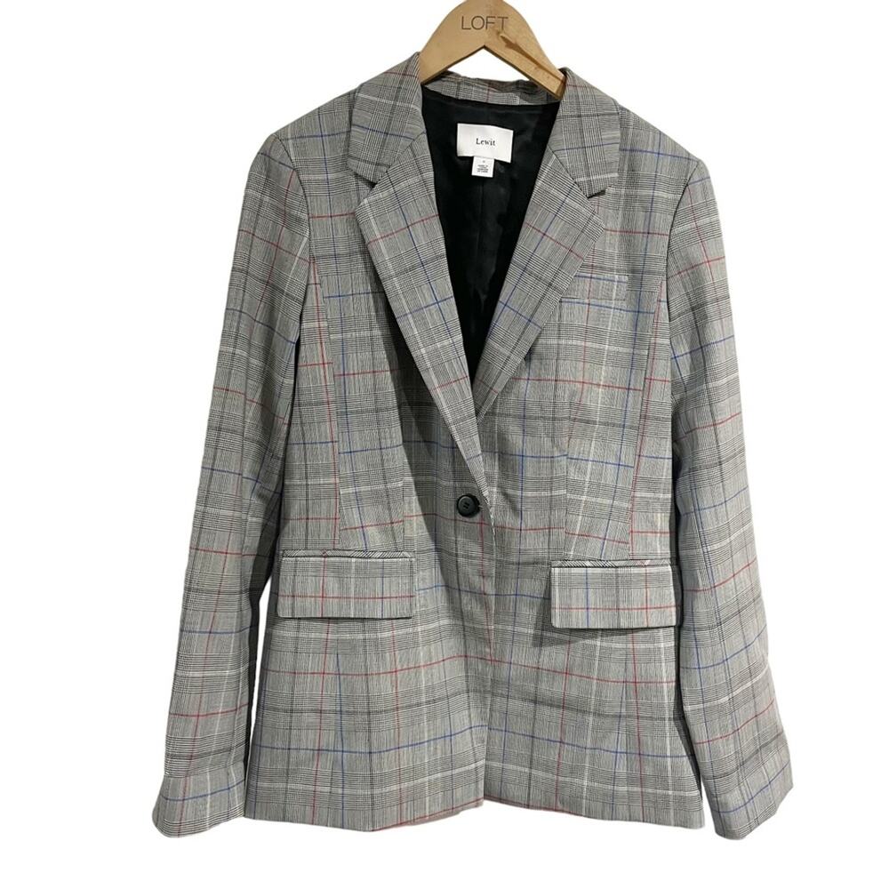 Lewit Women 8 Plaid Wool Fitted Blazer